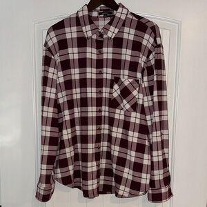 Ambiance Burgundy and White Plaid Shirt